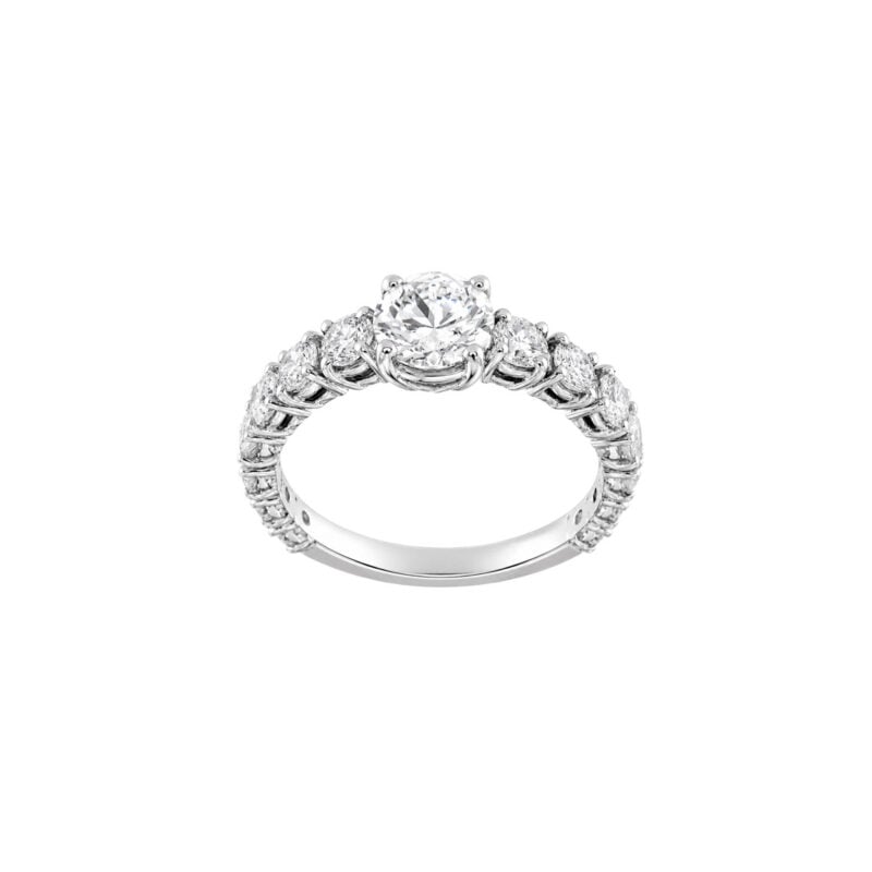 Anello oro bianco griffe degradè centro diamante