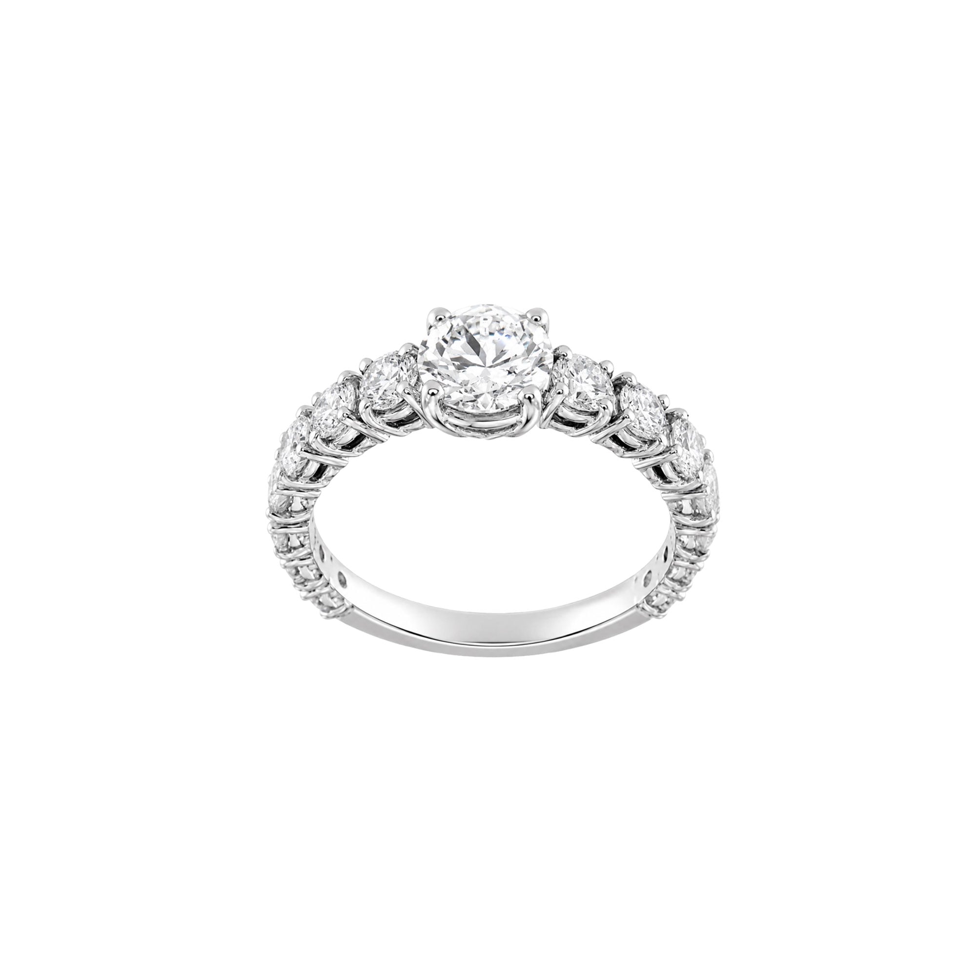 Anello oro bianco griffe degradè centro diamante