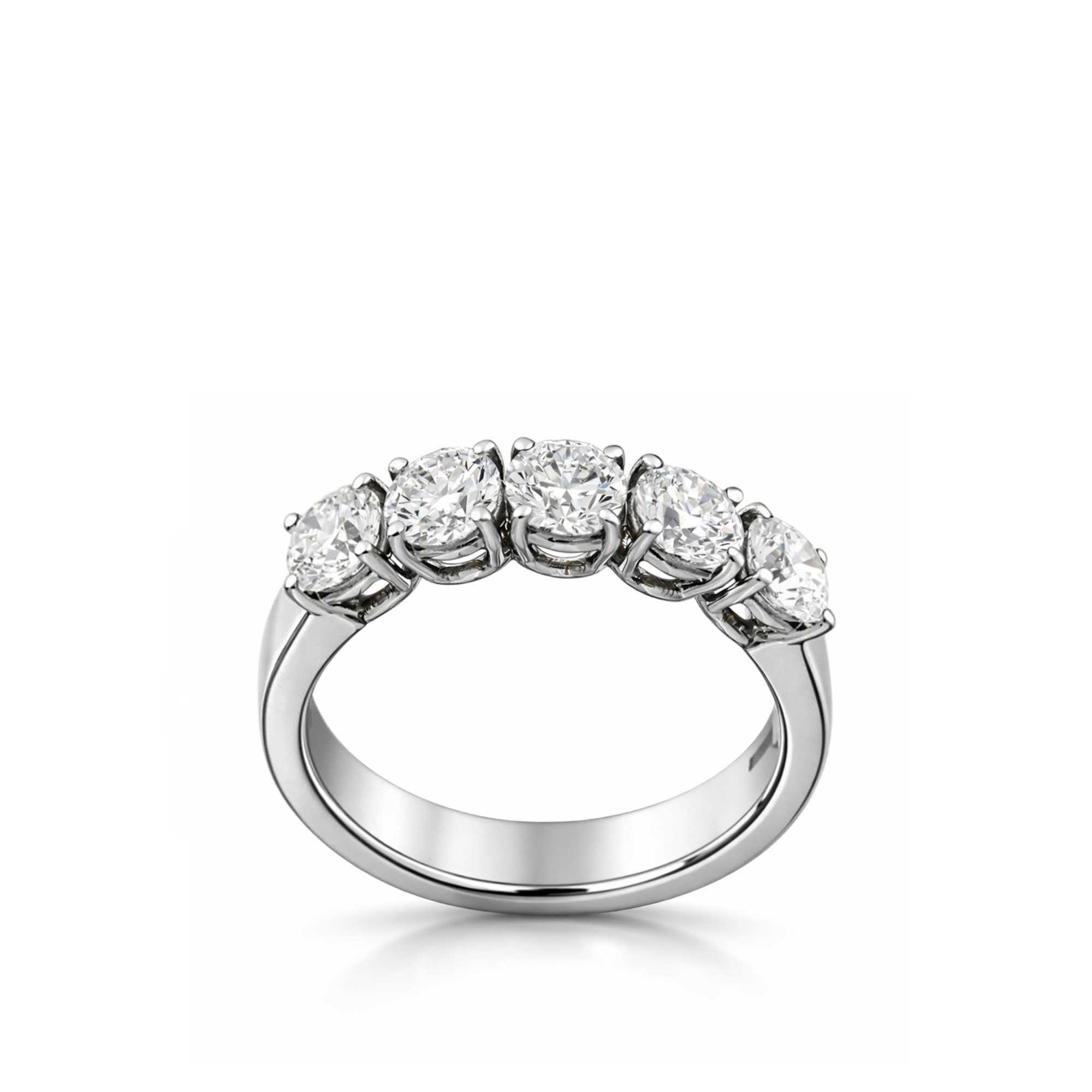 white gold band with 5 diamonds ct. 1.50