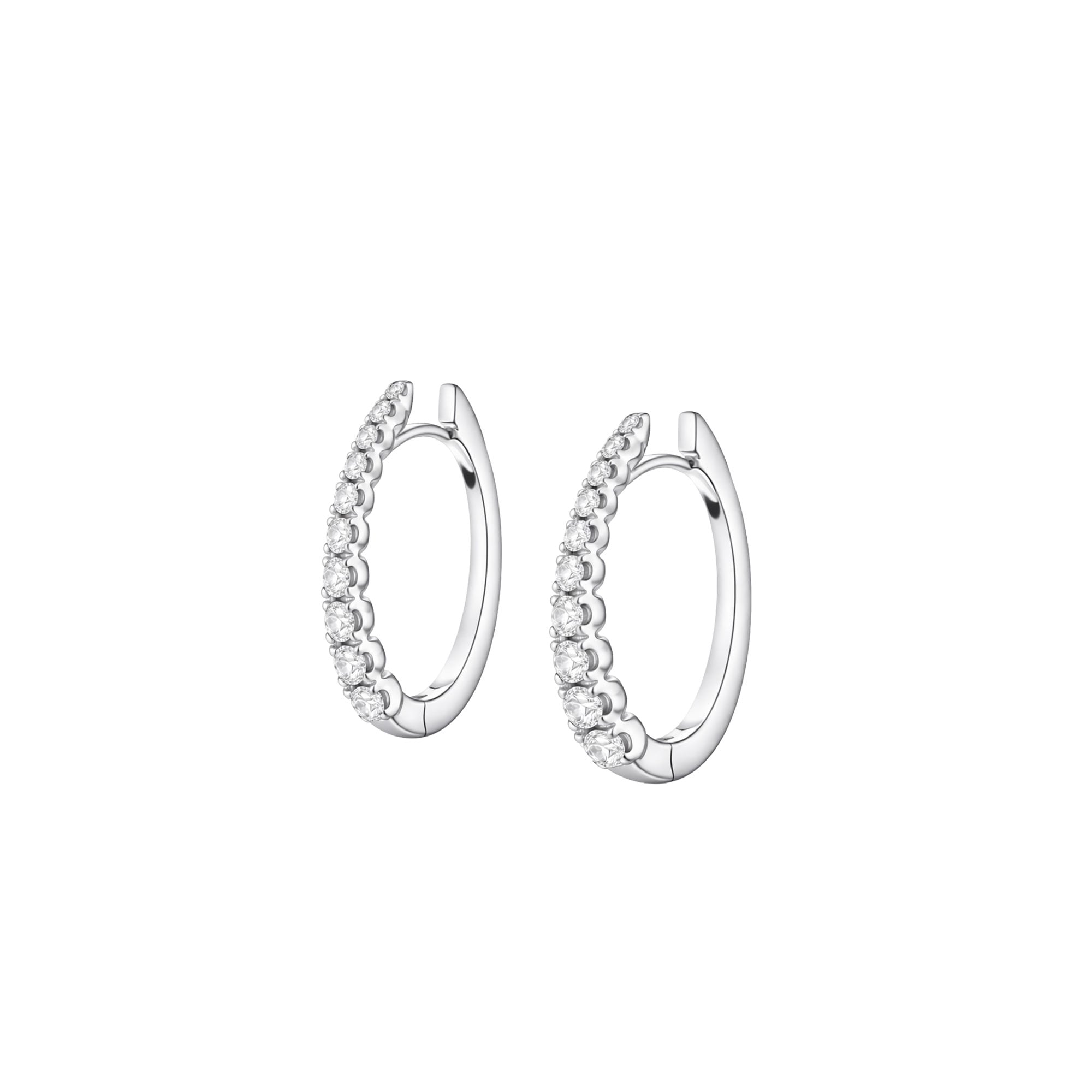 Orecchini a forma di ellissi in oro bianco 18 ct con brillanti mid.grande. Colore E-F purezza VS.