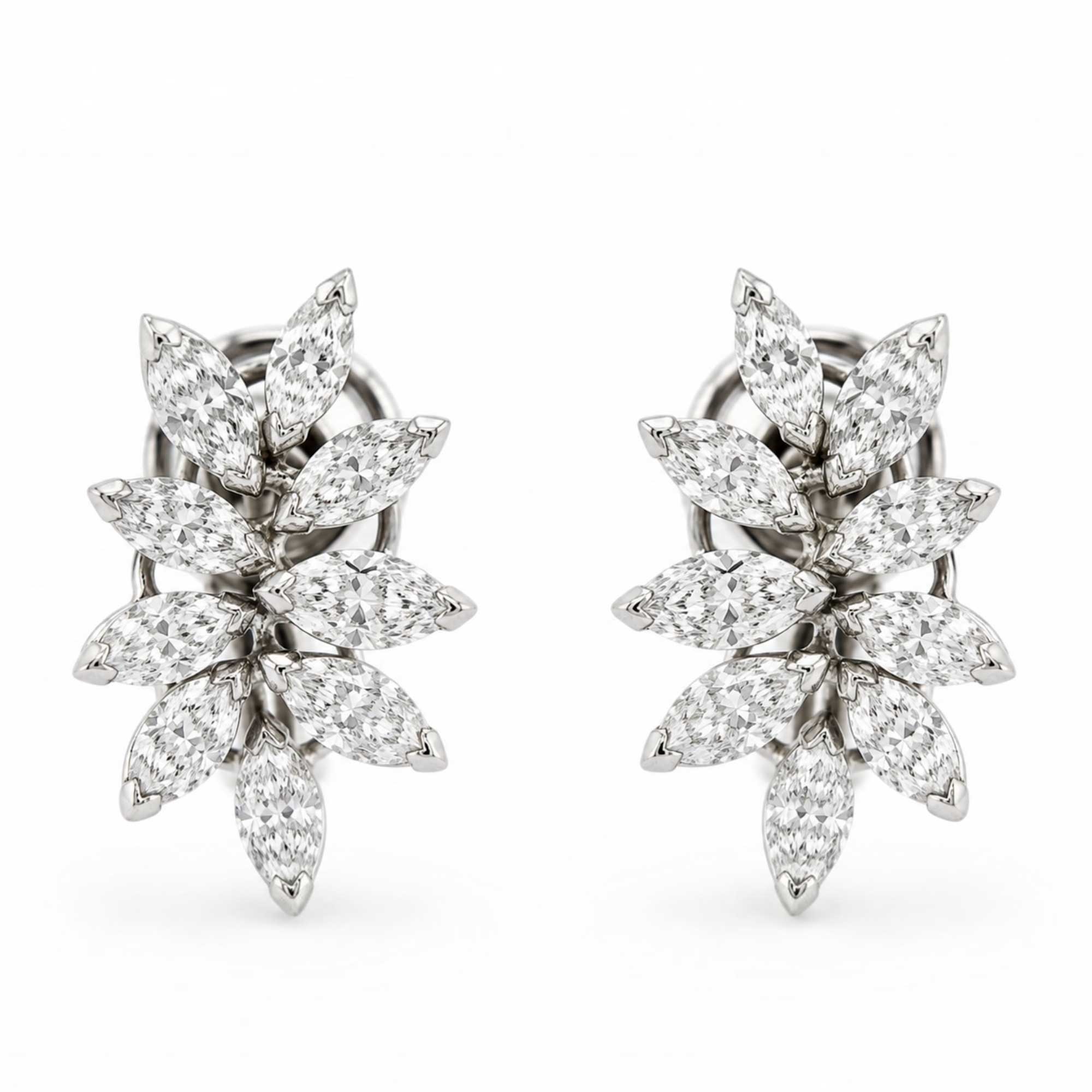 Earrings with marquise-cut diamonds